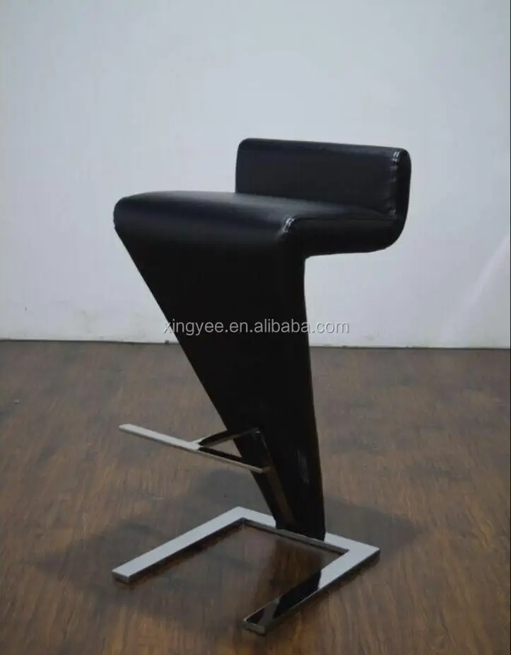 Современная барная мебель товары для дома кухонный высокий стул с открытой спиной барные стулья с хромированной стальной основой из искусственной кожи Z-образный барный стул