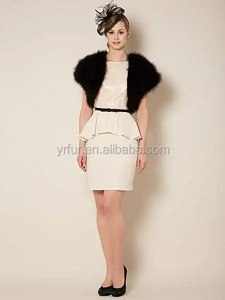 YR477B Elegant Party Short Version Fluffy Feather Outwear Vest Shrug