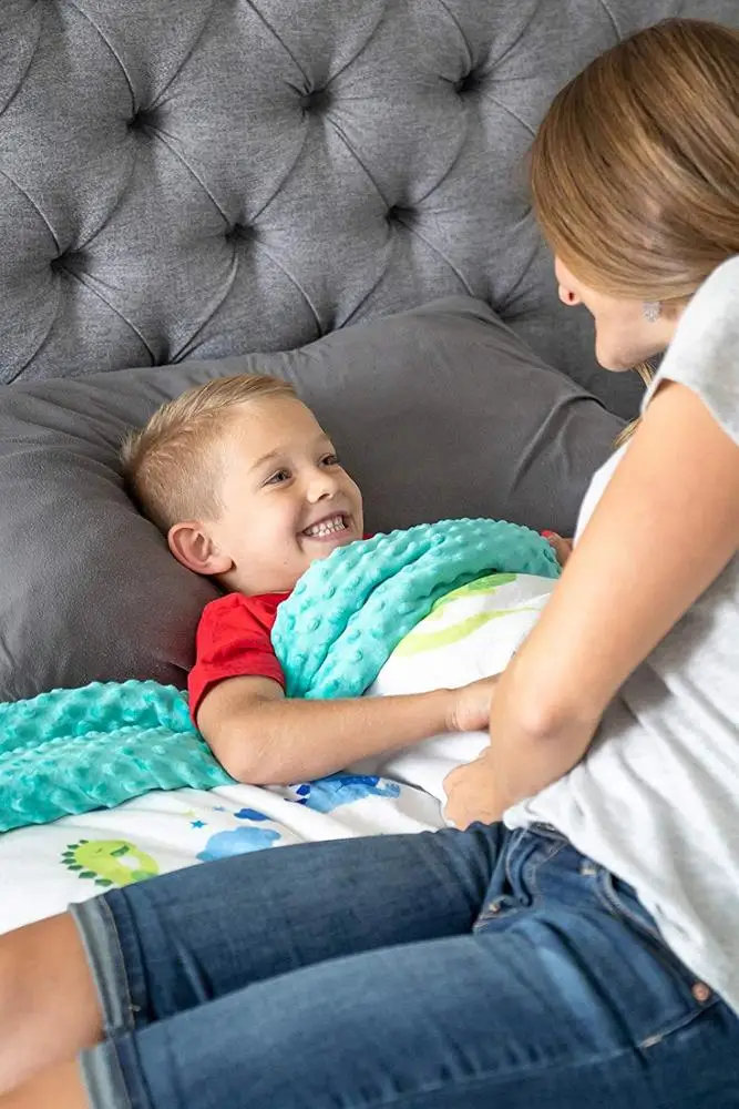 
Customized Solid 100% Polyester Bed Luxury Kids Weighted Blanket 10lbs with minky cover 