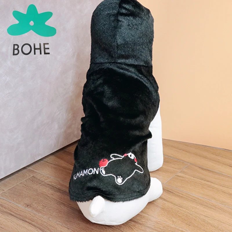 Luvp + K-KUMAMON собака балахон черная короткая плюшевая зимняя