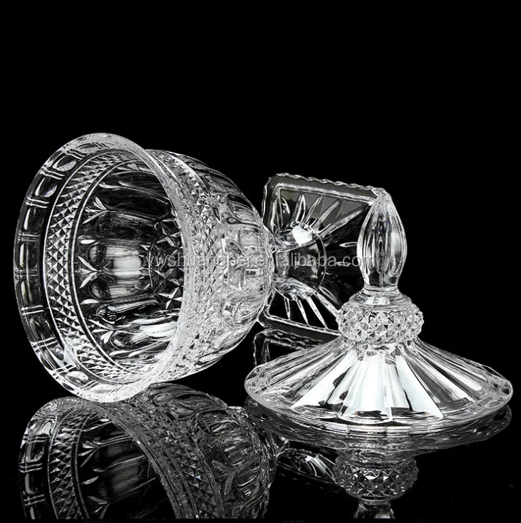 Elegant And Beautiful Glass Food/Candy Storage Jar Big Clear Glass Jar With Lid Candy jar with high foot glass