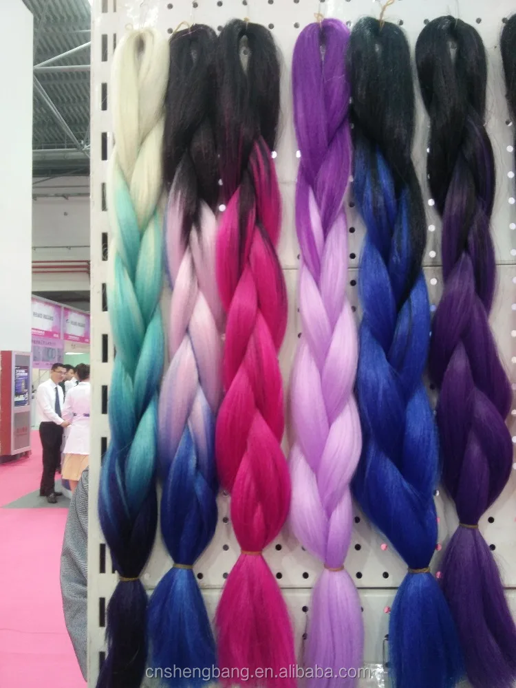 ombre dip dyed braids 2-tone and 3-tone color /heat resistane fiber braids many color IN STIOCK