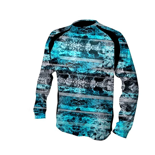 Мужские быстросохнущие рубашки из микрофибры с длинным рукавом и сублимационным принтом UPF 50, новый дизайн 2018