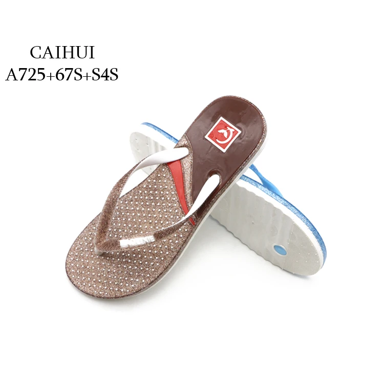 PCU  Beach flip flop Printed colorful Slipper Woman Lady Pvc Slipper