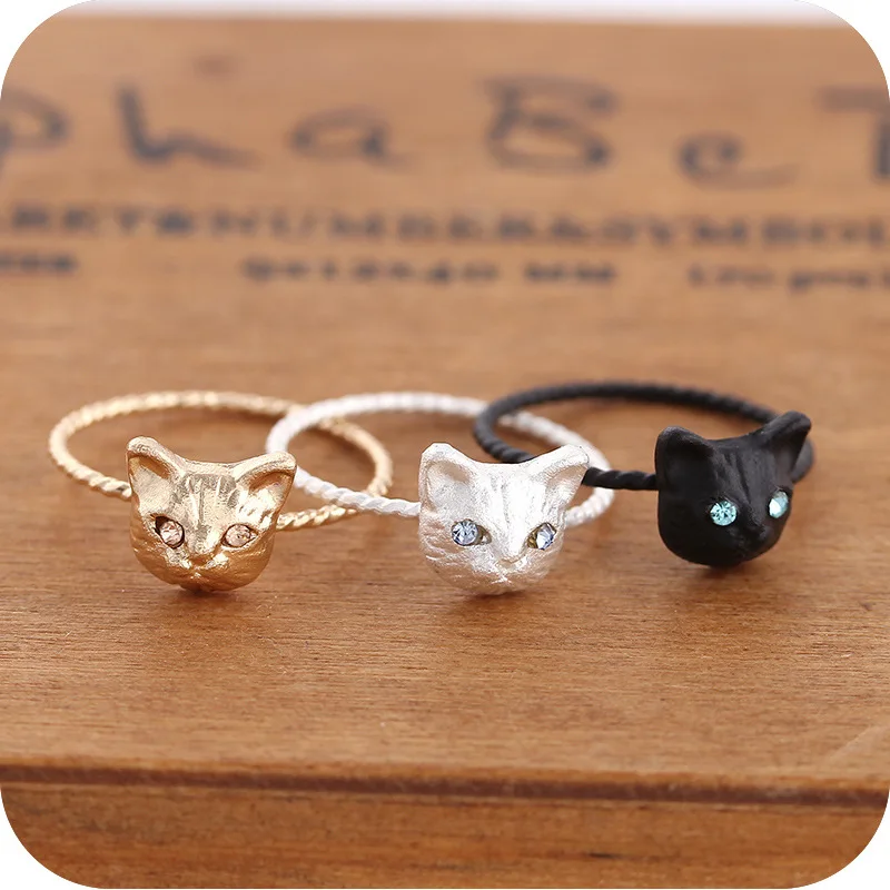 Hippie Vintage Anel Punk Kitty Wedding Ring Boho Chic Brass Knuckle Animal Cat Rings For Women Men Fashion Jewelry Best Gift