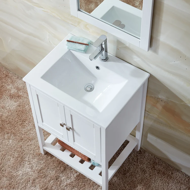 FSC certified Floor Standing 2 Doors 1 Shelf MDF With PU Bathroom Vanity With Mirror bathroom vanity set