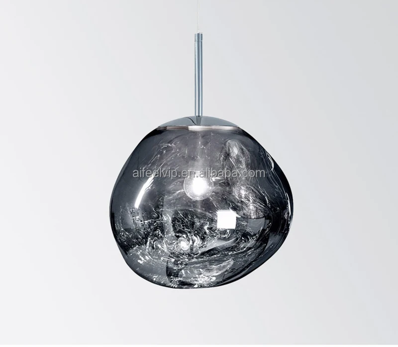 New style modern blow color glass irregularity ball shape gold metal holder pendant light for coffee shop or living room