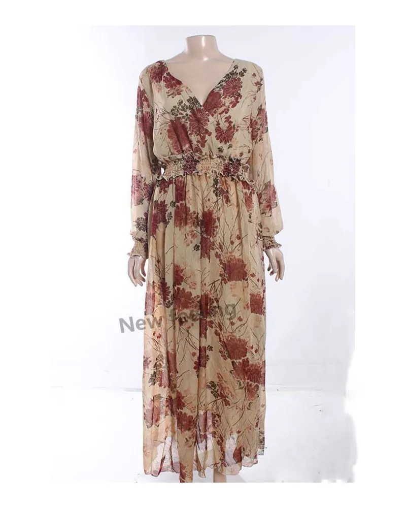 long sleeve floral summer boho tulle dress