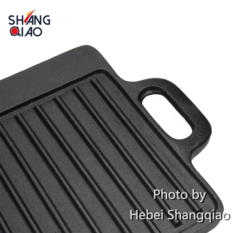 Camping Cookware Pre-seasoned Cast Iron Griddle Heavy Duty Reversible Double Burner Cast Iron Grill Griddle