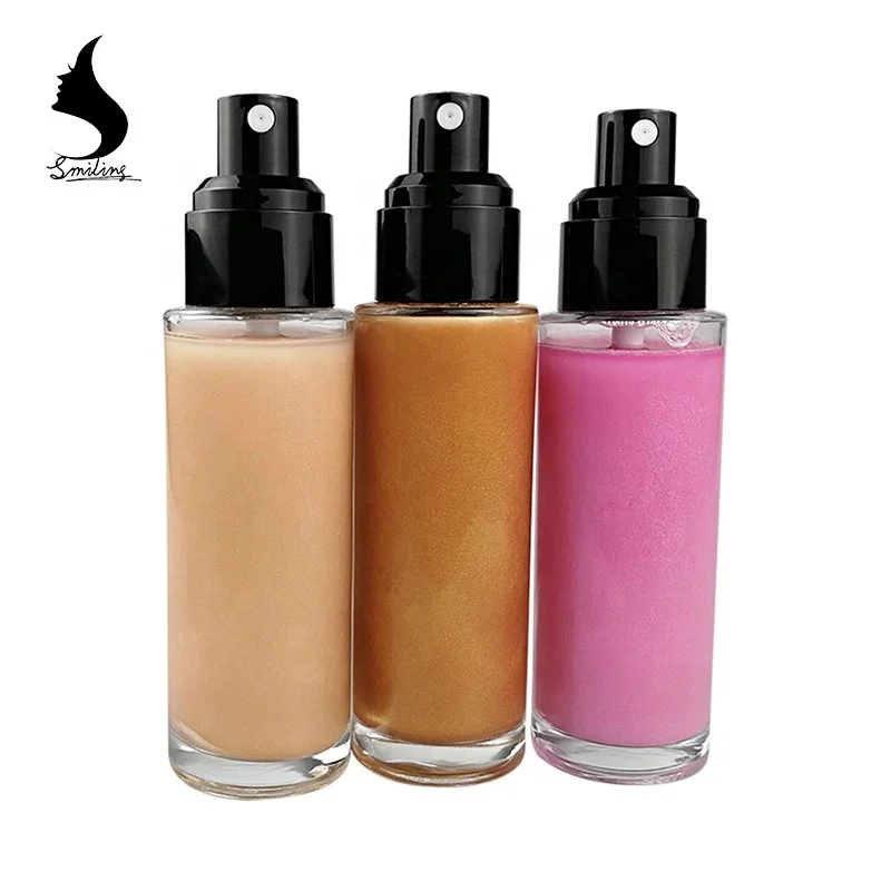
No Logo 120ml Private Label Makeup Foundation Prep Set Glow Liquid Body Highlighter Shimmer Spray 