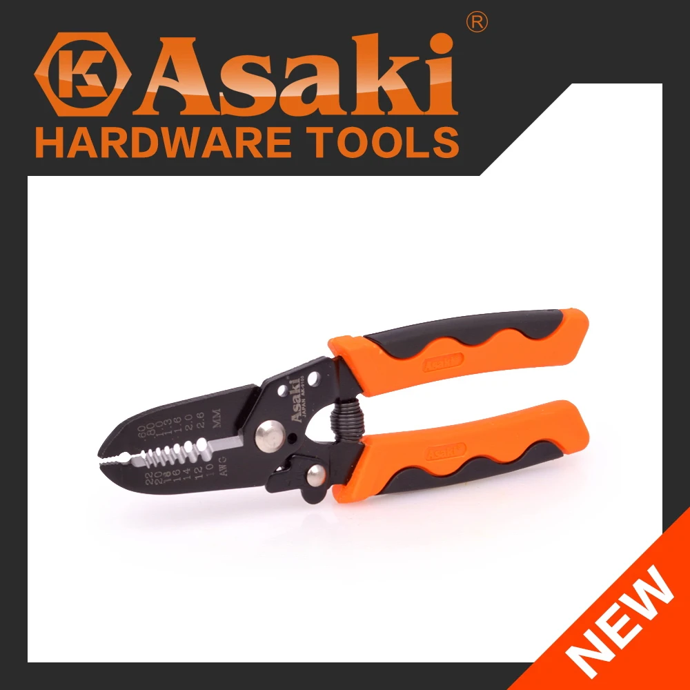 ASAKI AK-9100 Carbon Steel Multi-use Crimping Tool Electric Wire Stripper Plier Cable Cutter Functional Wire Stripping 0.6-2.6mm