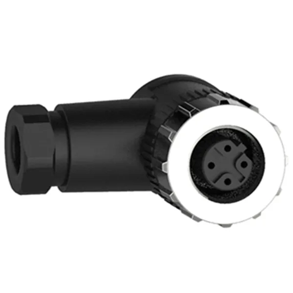 Label customized right angle 4 pin female M12 wireable connector with A coding metal lock PG7 cable gland