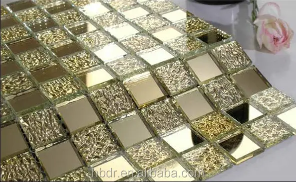 Factory best price Plating golden Europe style Premium glass mosaic patterns