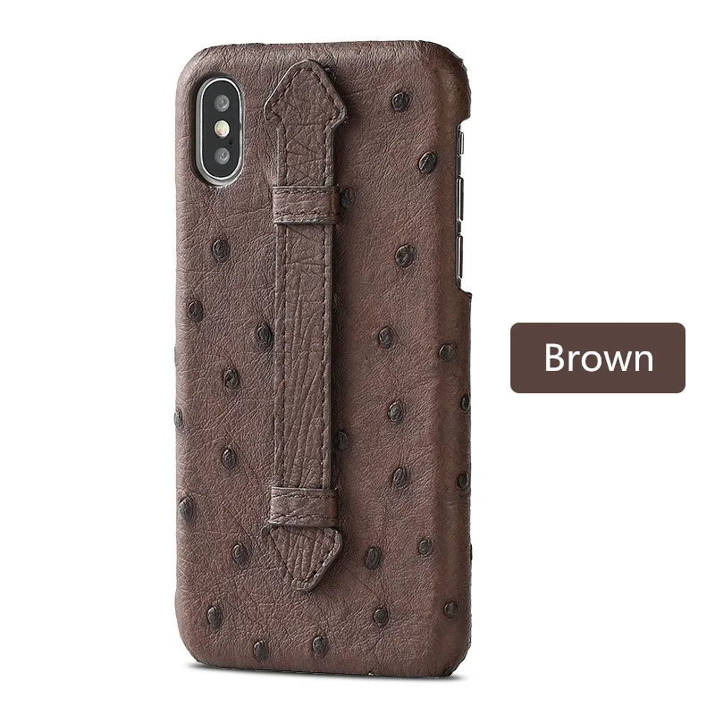 100% handmade Luxury & classic Genuine Ostrich skin leather phone back case cover with stand for iphone x xs