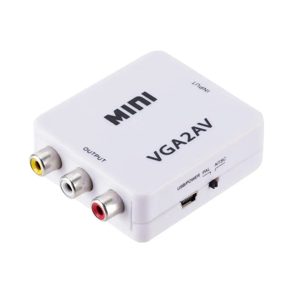 Mini VGA to AV RCA Converter with 3.5mm Audio for HDTV PC  1080P VGA to AV Converter PC to TV HD Computer to TV