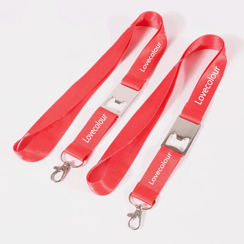 Custom Polyester Printed Sublimation Lanyard with Beer Bottle Opener