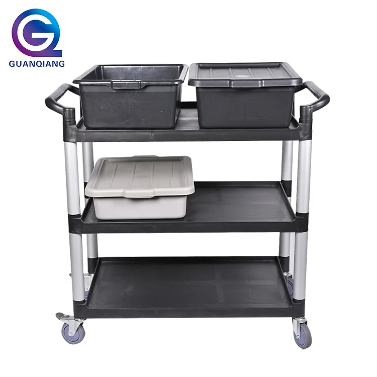 Отель 2 слоя тележка для еды коробка столовых приборов четырехколесных транспортных средств пластиковый сервисный
