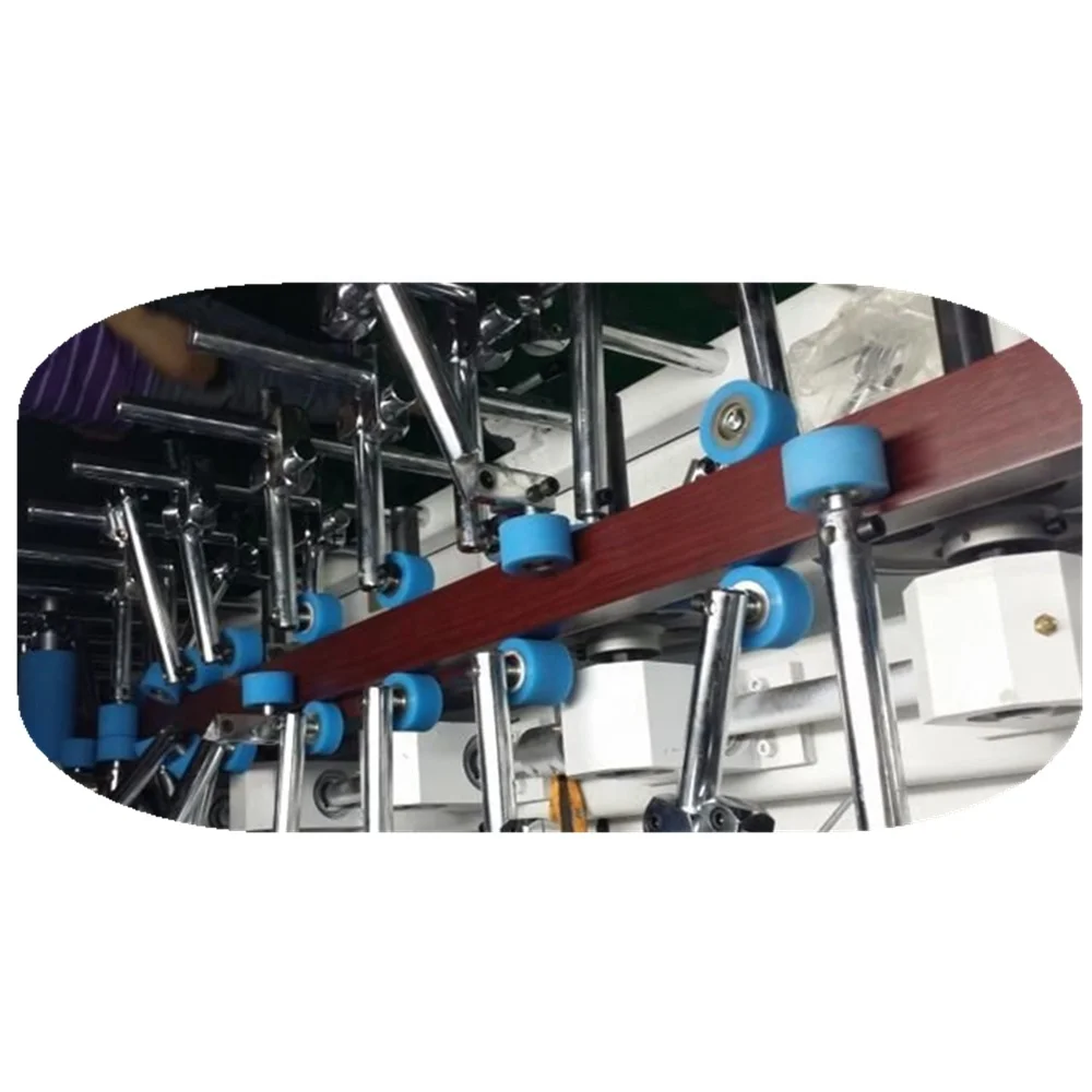 PUR hot melt glue profile wrapping machine with fast changing rollers