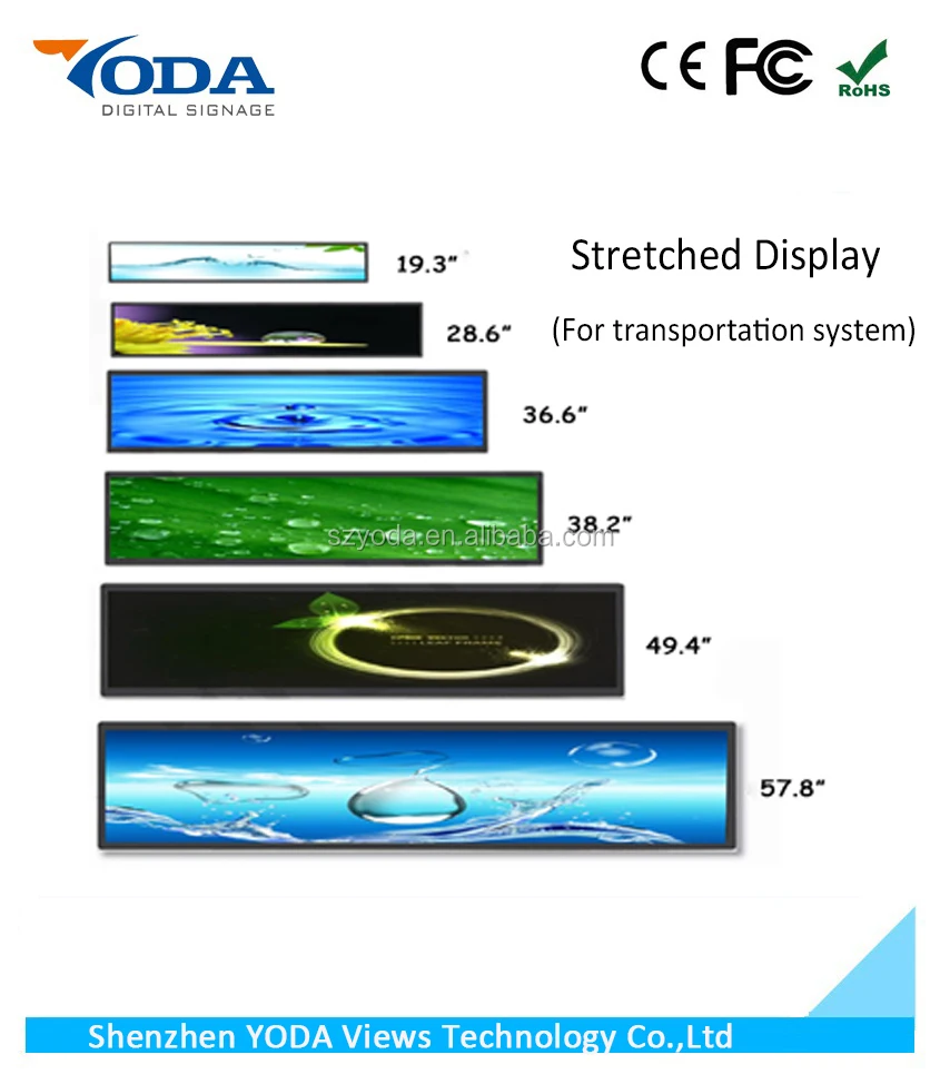 28.6 inch Wall Mount Digital Stretched Bar LCD Display For Advertising Display