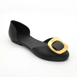 Beautiful Beach Red Bowknot Flat PVC Ladies Jelly Shoes