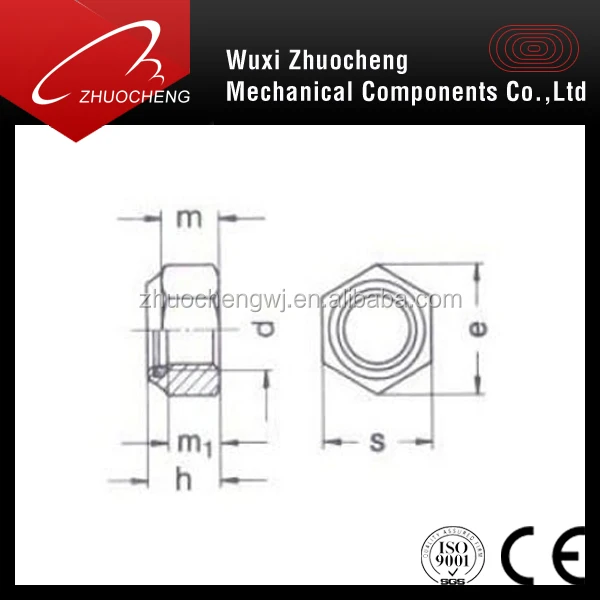 Stainless steel DIN985 hex nylon insert lock nut