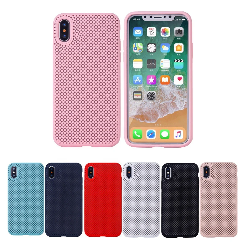 
For iPhone Xs Max Soft Slim Liquid Silicone Phone Case, Breathable Mesh Dot Holes Heat Dissipation Protective Back Cover Case 