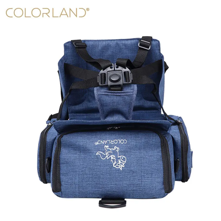 
Portable Baby Chair & Diaper Backpack Folding Child Dining High Chair Booster Seat Navy Blue 