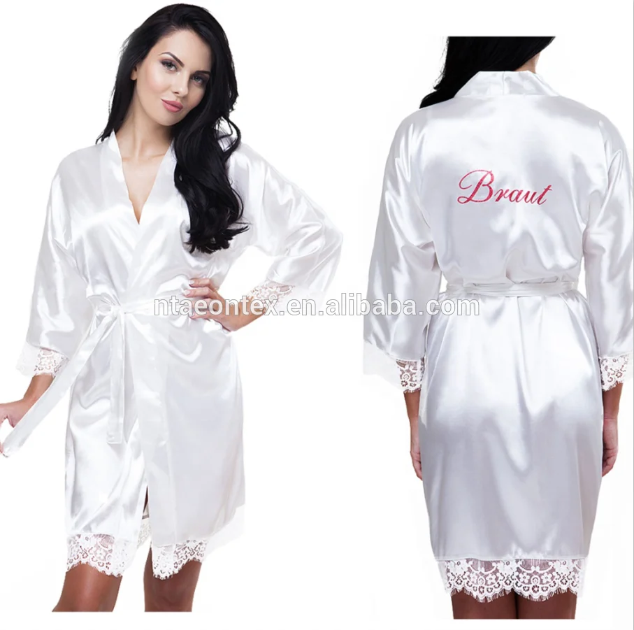 
2019 Wholesale Satin Bridal Party Bridesmaid Robe with Glitter Print 