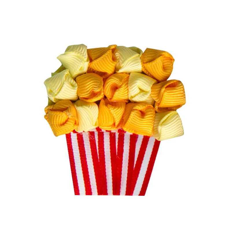 Wholesale Customizable French Fries Chicken & Rice Hair Bow Clips Grosgrain Ribbon DIY Fashion for Kids Toddler Girl Hairbow