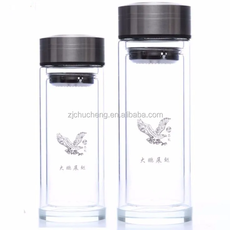 Рекламные товары 2018, стеклянная бутылка для воды и чая с двойными стенками, стакан