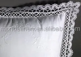 
100% pure natural linen hand hemstitch lace cushion cover 