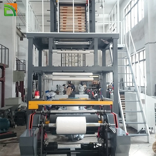 3 Layer Mini Stretch HDPE LDPE PE Film Extruder Agriculture Polyethylene ABA Plastic Film Blowing Machine