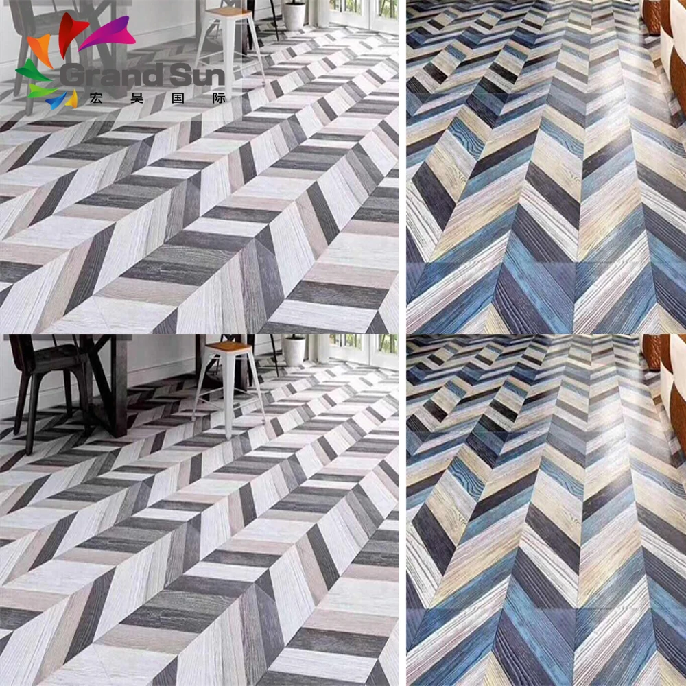 Korean style blue and white herringbone laminate floor Shandong China