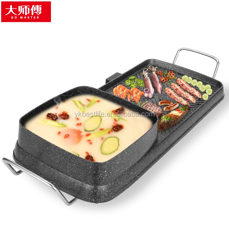 
electric rectangular griddle with hot pot 