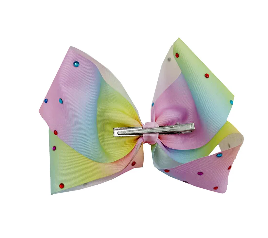 
New JOJO rainbow gradient, hot drill bow tie hairpin 18CM bow tie child hairpin headwear 