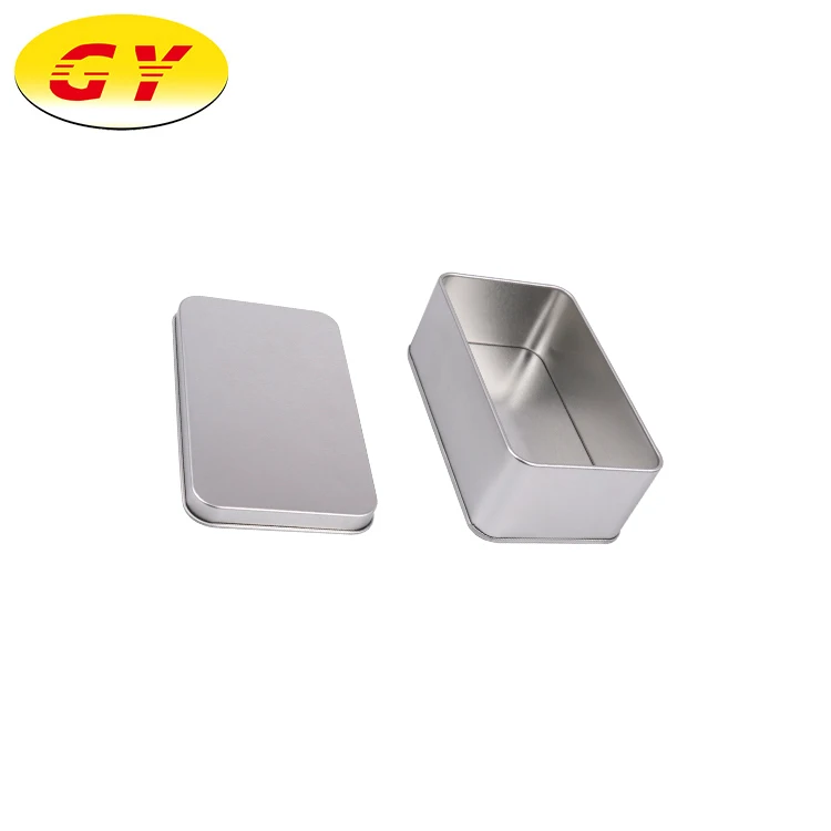 Customized personalized silver metal tin can square container box