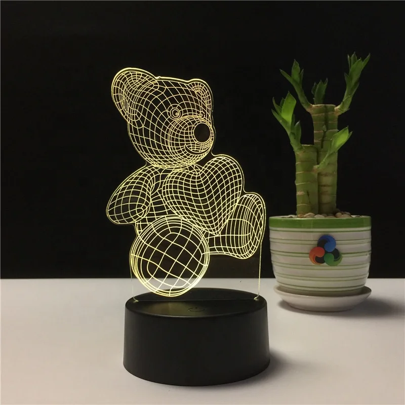 Акриловая 3D визуальная светодиодная лампа, питание от батареи, 3D Оптическая иллюзия, светодиодный ночник с сенсорным выключателем