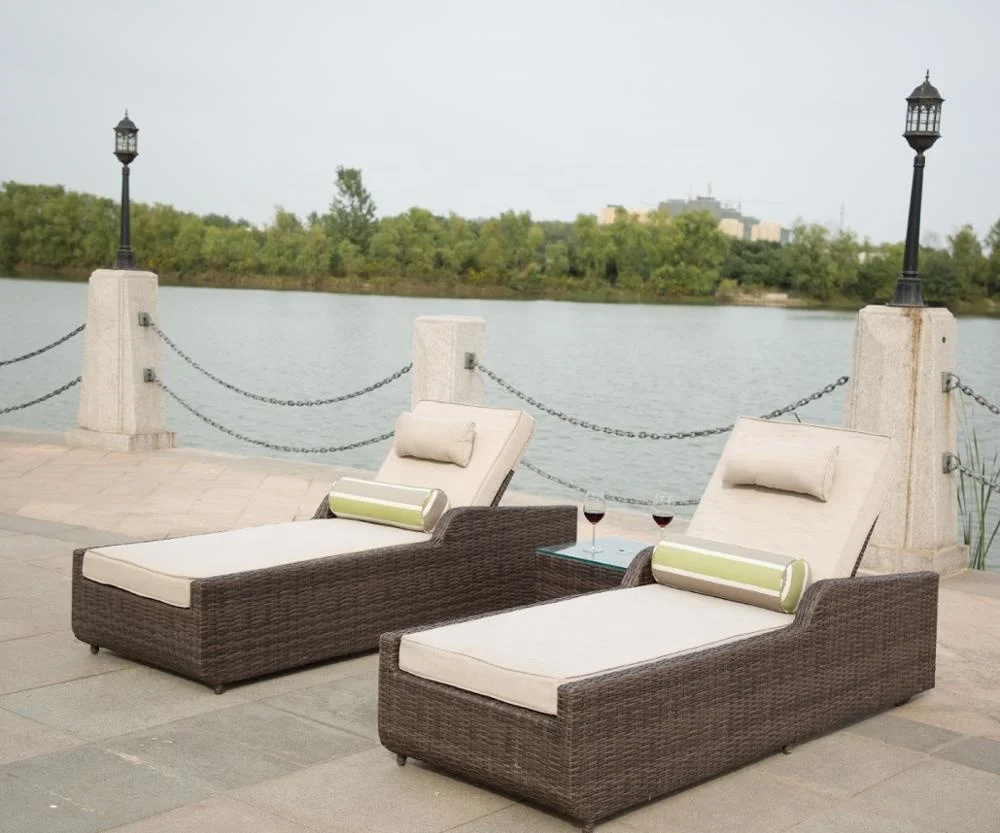 Лидер продаж, Повседневная Уличная Водонепроницаемая ротанговая кушетка, комплект мебели для сада и патио, шезлонга