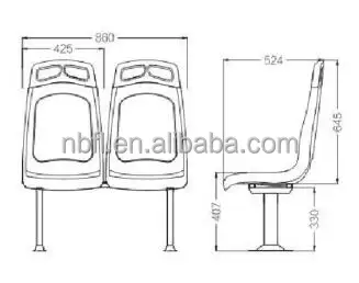 
ABS injection molding plastic bus seat with soft cushion 
