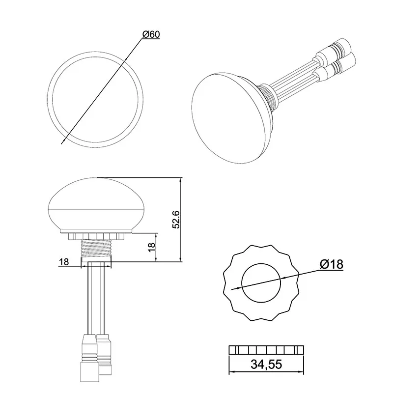 60mm waterproof IP65 full color changing amusement led lamps light with T1000s/T4000/ T8000 controller
