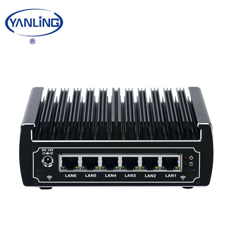 Yanling Fanless Mini PC 6LAN 4USB3.0 Intel 3865U&Core I3 7100U Mini Computer