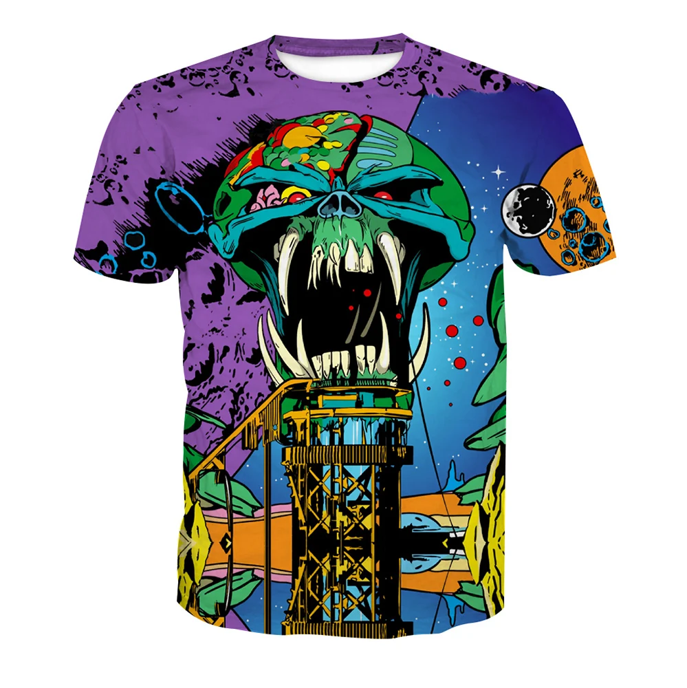 1pcs Custom Made Short Sleeve Oem Sublimation T Shirts, 3D custom SKULL sublimation t-shirt for men