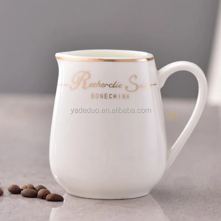 Luxury silver rim ceramic milk jars coffee pot restaurant tableware porcelain small juice jug