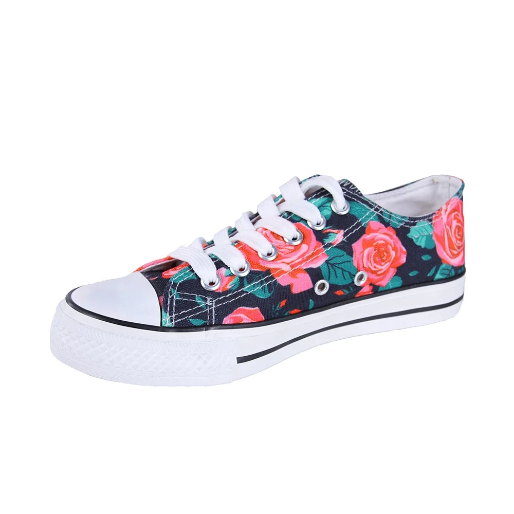 
Latest Arrival Floral Canvas Shoes Women Skateboarding Shoes 