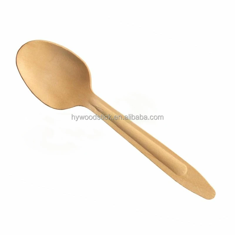 Disposable Wooden Bamboo Foldable Fork Due Spoon Fill The Cup Cap Biodegradable For ICE Cream Yogurt Oats Plastic