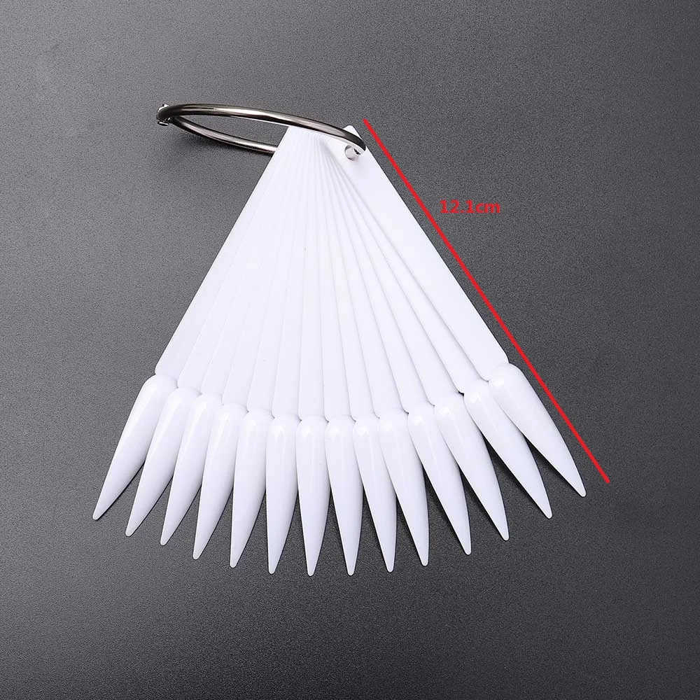 50pcs Stiletto Sharp Nail Art Tips Display  UV Gel Nail Polish Color  Chart Stand with Ring