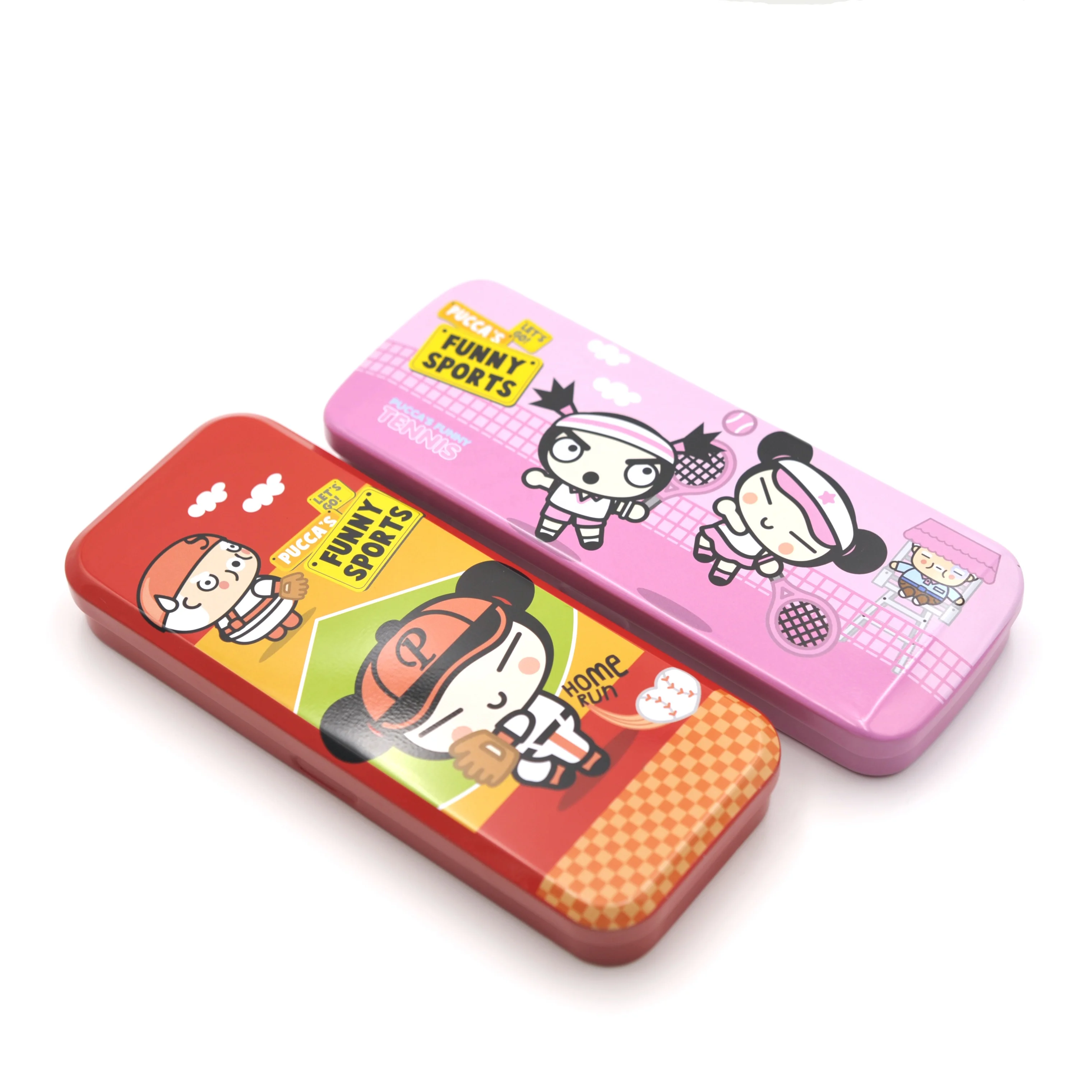 Cute Rectangle Metal Tin Pen Box Double Layer Tin Pencil Case For School Students