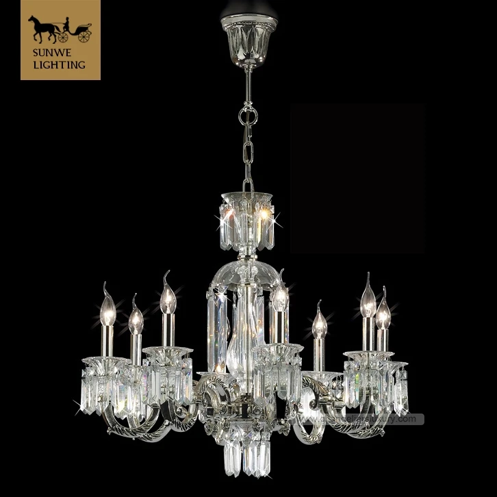 Роскошные итальянские люстры 8 Свет Хрустальной люстры латунь латунь стекло Отделка