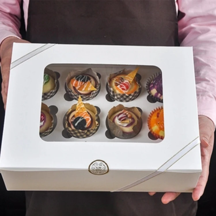 China Factory Wholesale Cheap Customized Paper Cardboard 12 Mini Cup Cake Packaging Bakery Cupcake Box