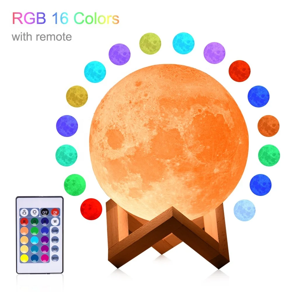 
2020 Lunar Night Light LED 3D Printing Moon Lamp with USB Charging Home Decor Creative Holiday Present 